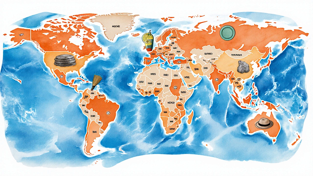 Watercolor map showing tipping amounts and icons for different resort regions.