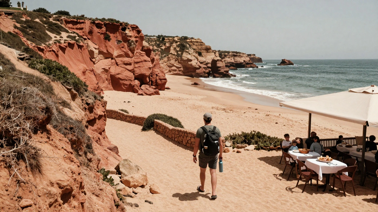 Empty Algarve cliffs and coastal trail in off-season Portugal.