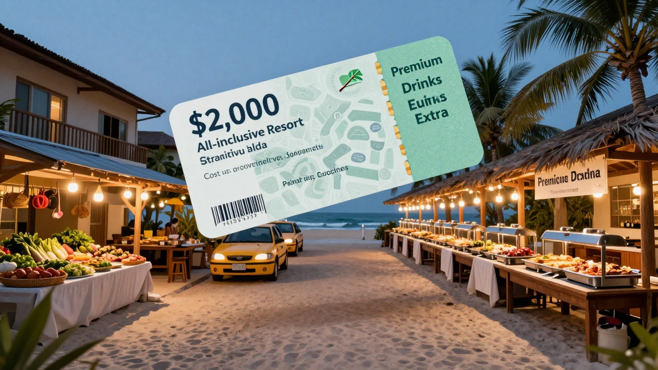 Split image comparing all-inclusive resort costs with independent travel options