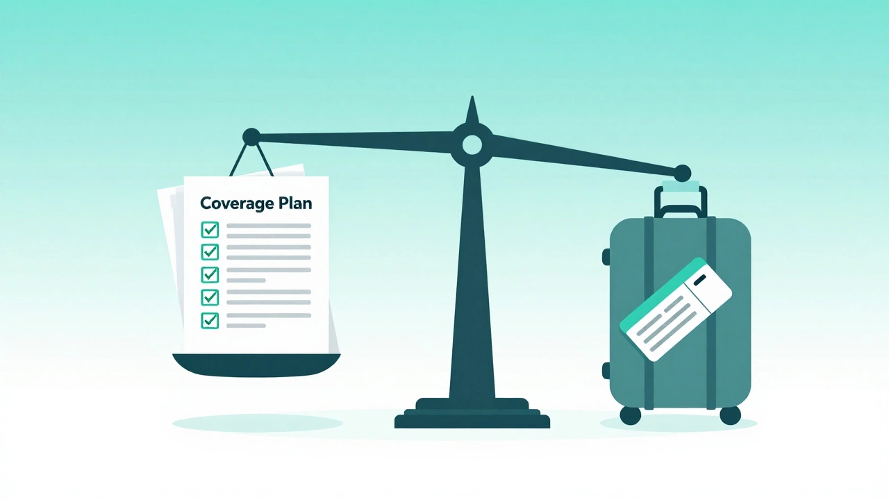Illustration of a balanced scale weighing work coverage against vacation plans