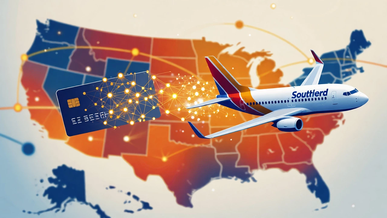 Illustration of rapid rewards points converting to flight tickets