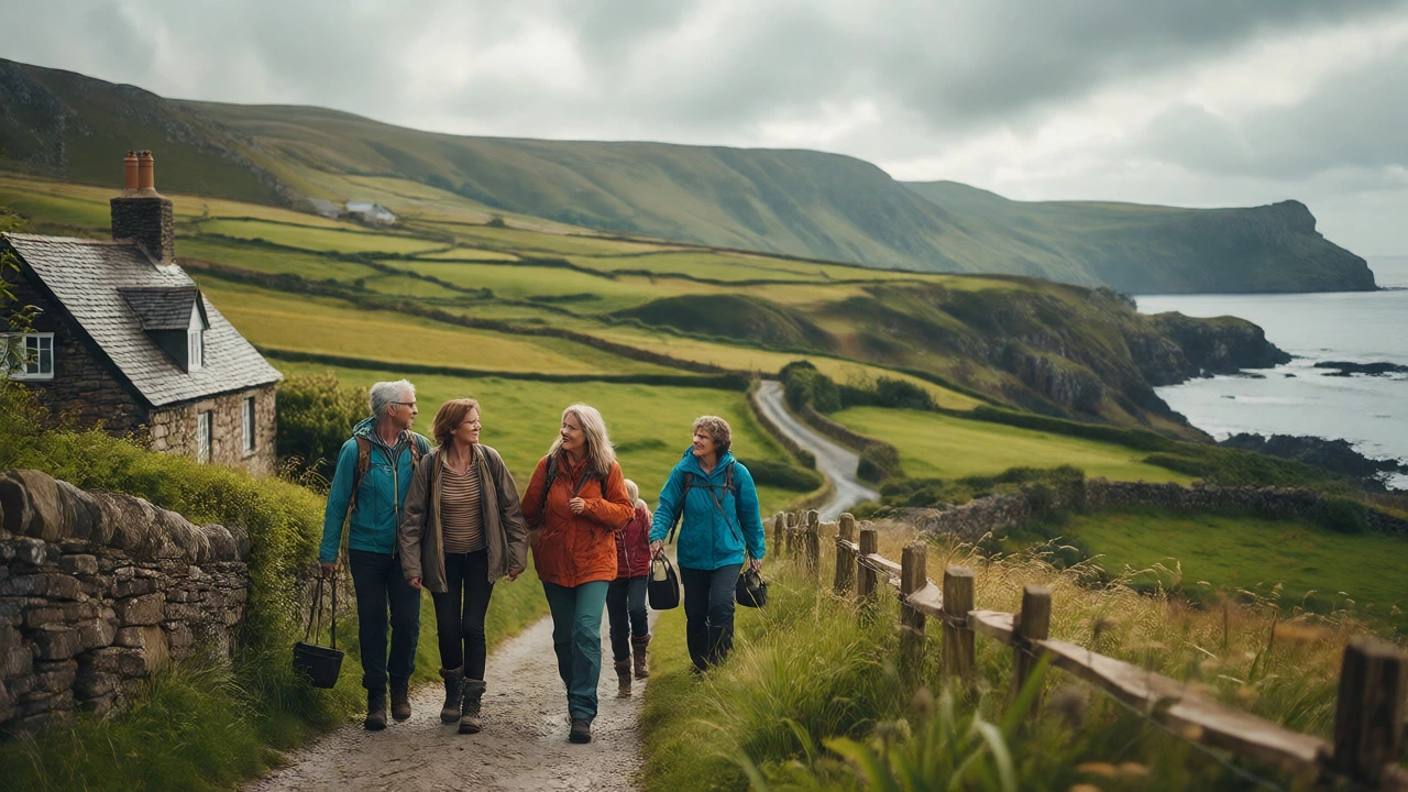 Tourists exploring the scenic British countryside during a staycation