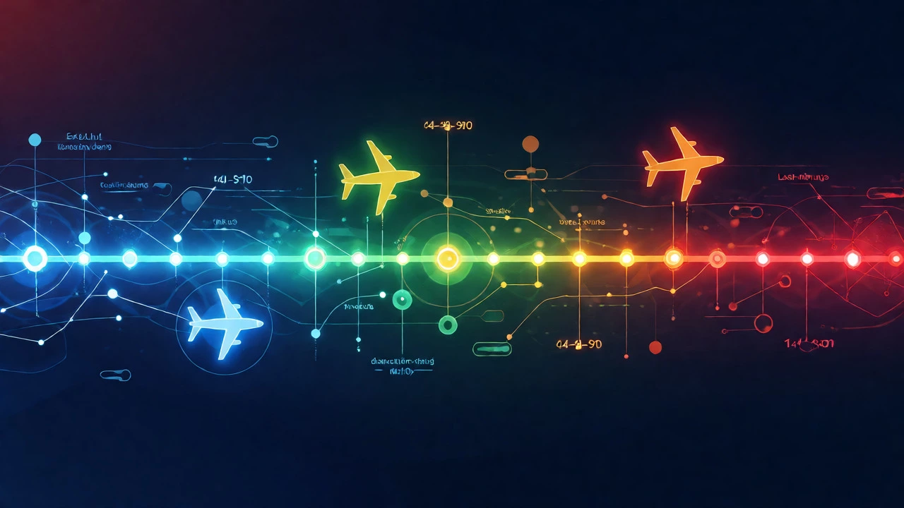 Abstract visualization of airfare pricing cycles and booking windows